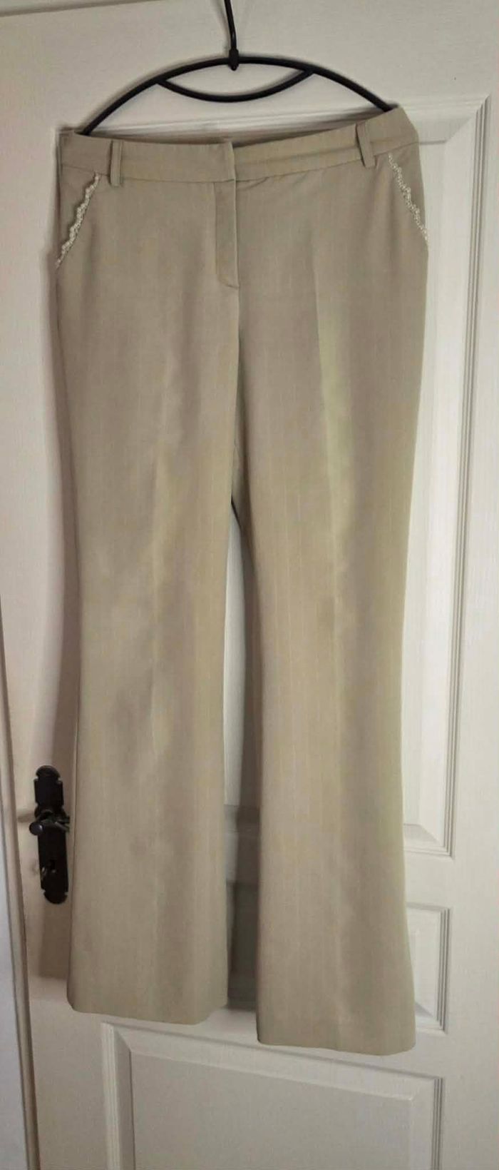 NAF NAF – Pantalon Élégant Beige Rayures Fines – Taille 38 – Excellent État - photo numéro 7