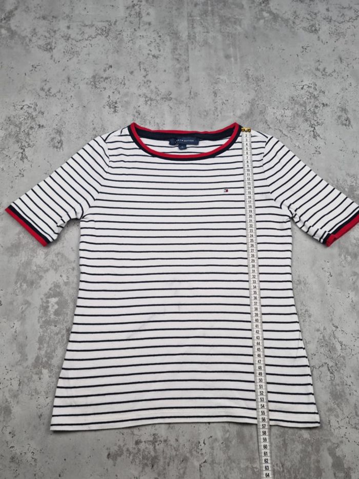 T-shirt rayé Tommy Hilfiger blanc et bleu marine – Taille M Femme - photo numéro 5