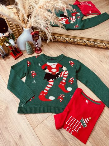 Taille 6 ans teeshirt et pull Noël garçon Kiabi Hema vert rouge * lutin * 🎄