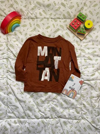 teeshirt manches longues marron impression devant 2 ans kiabi