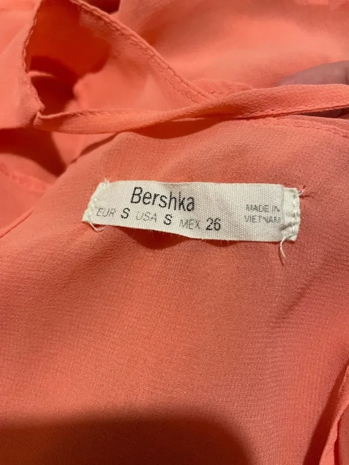Débardeur blouse fluide à bretelles corail dos croisé Bershka taille S - photo numéro 5