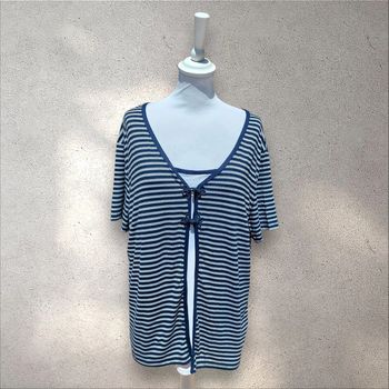 Blouse fluide manches courtes 2 en 1 marinière taille 46-48