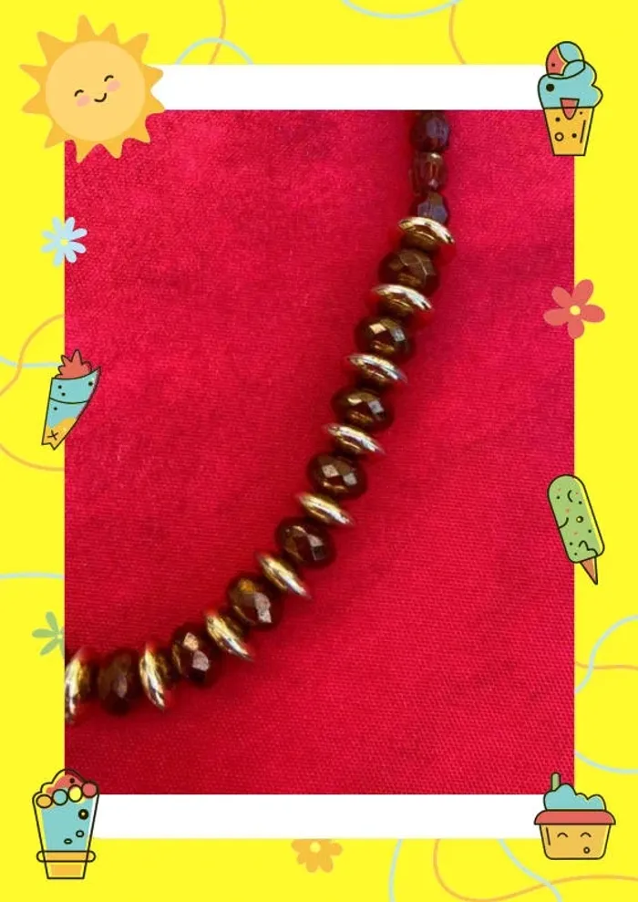 Collier de perles marron doré - photo numéro 3