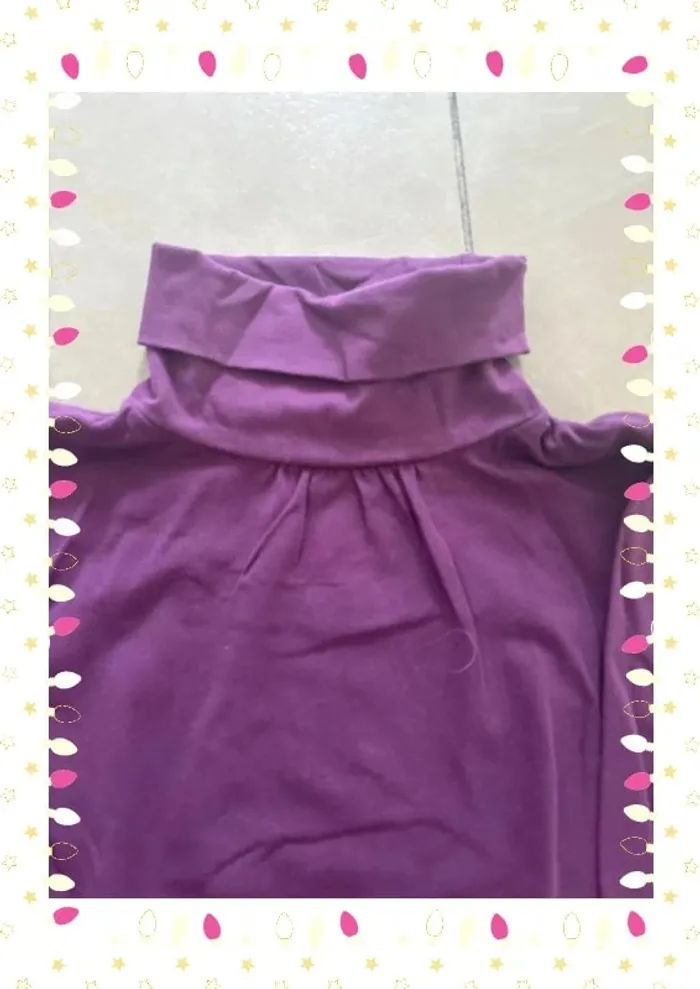 T-shirt col roulé violet fille 10 ans – Du Pareil Au Même - photo numéro 3