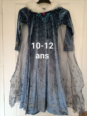 Magnifique robe 10-12 ans 👗 déguisement Elsa Reine des Neiges velour bleu avec cape