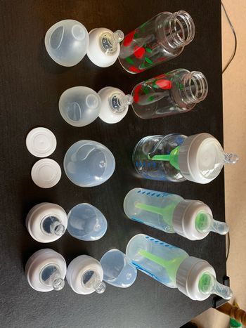 Lot biberons Dr Brown’s verre et plastique avec tetines premies