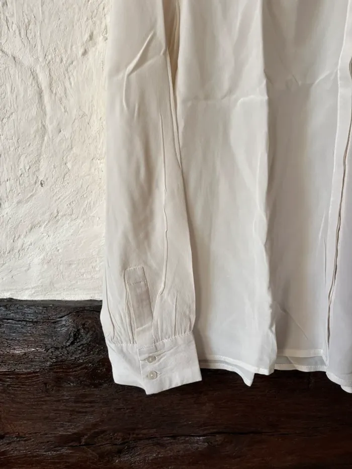 Chemise blanche en soie & dentelle Caroll – T. 44 - photo numéro 4
