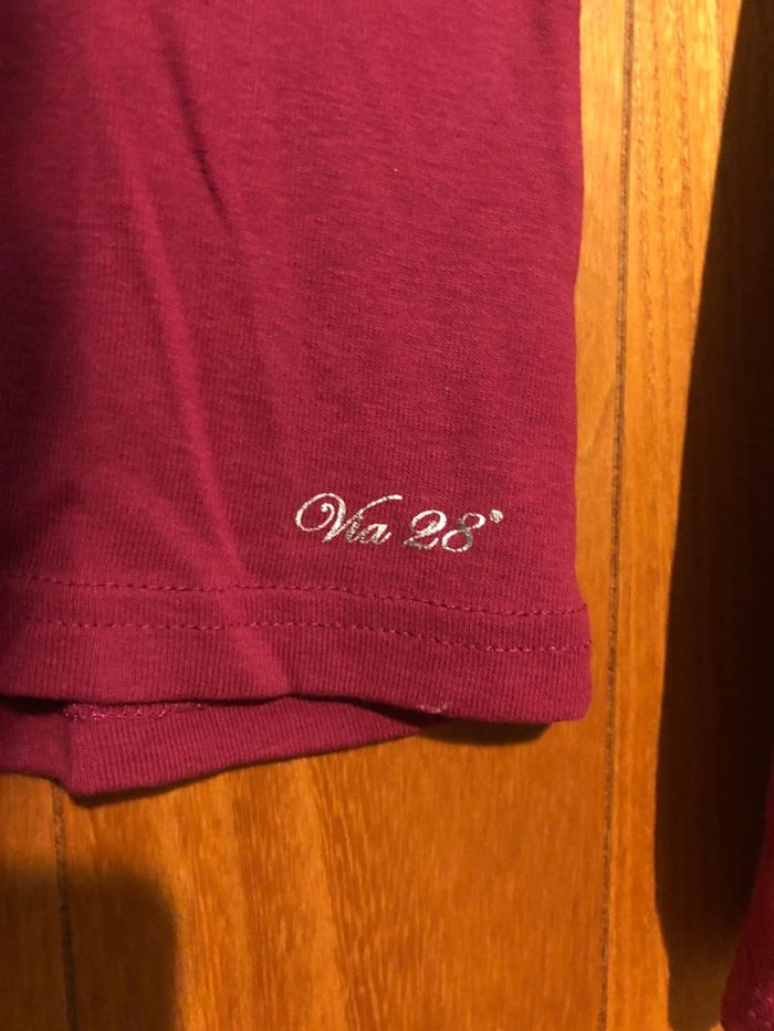 T-shirt manches longues col V rose foncé - photo numéro 5
