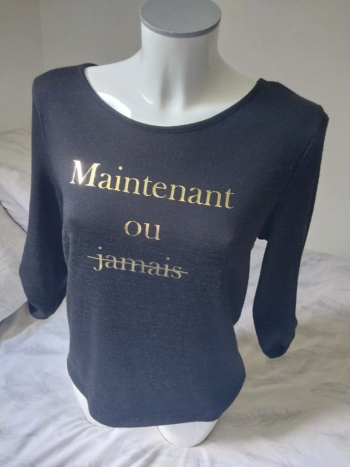 Haut noir "Maintenant ou jamais" Taille M (LH) - photo numéro 4