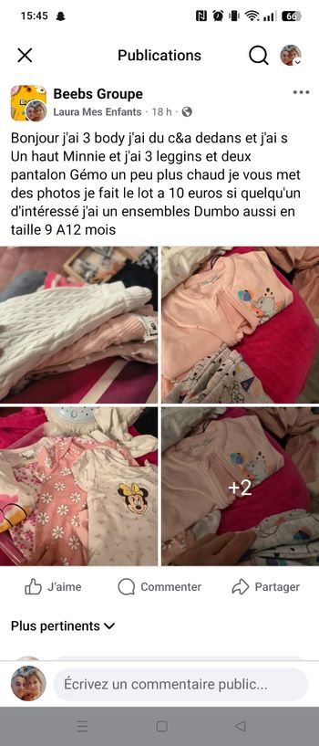 Lot de vêtements fille9 A12 mois