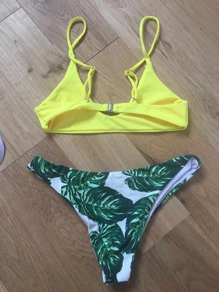 Maillot de bain deux pièces jaune vert jungle - photo numéro 2