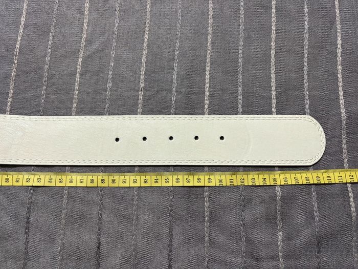 Ceinture blanche avec boucle rectangulaire en métal argentée/chromée 95 cm neuve - photo numéro 5
