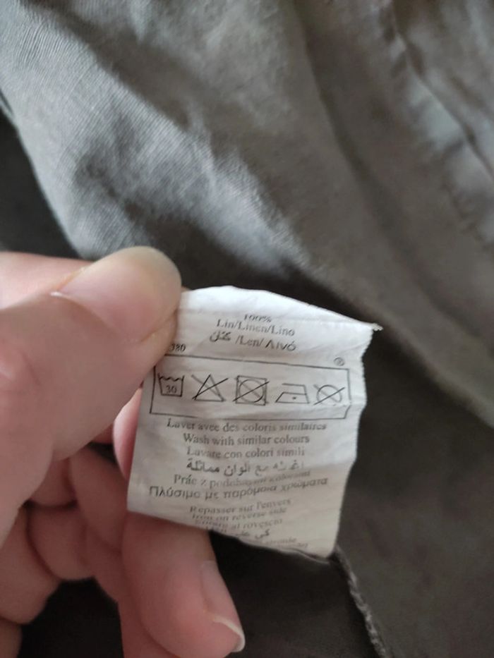 Chemise gris kaki manches 3/4 en lin bréal taille 40 - photo numéro 5