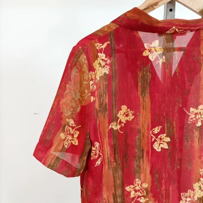 Chemisier fluide rouge imprimé floral Un Jour Ailleurs taille 42 A915 - photo numéro 8