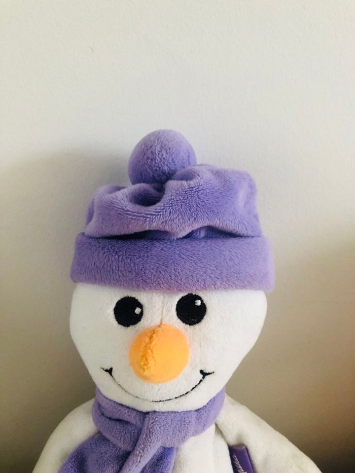 Peluche bonhomme de neige milka bonnet violet - photo numéro 8