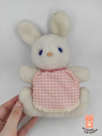 Peluche Lapin Blanc Vichy Rose Boulgom Vintage