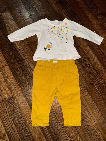 T-shirt obaibi et pantalon velour Bout’chou  6 mois
