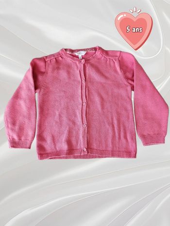 Gilet rose à boutons fille 5 ans