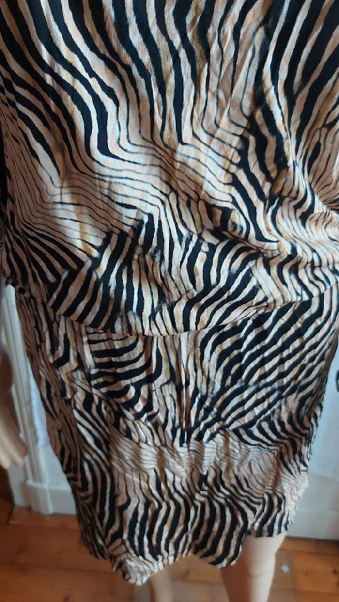 Robe beige et noire- imprimé- longue / lascana taille M - photo numéro 4
