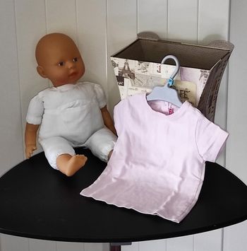 T-shirt bébé fille 18 mois – rose pâle, manches courtes