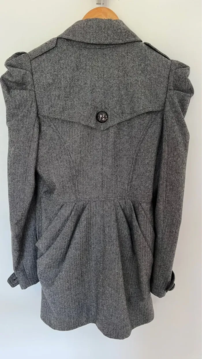 Manteau 3/4 gris manches bouffantes - photo numéro 2