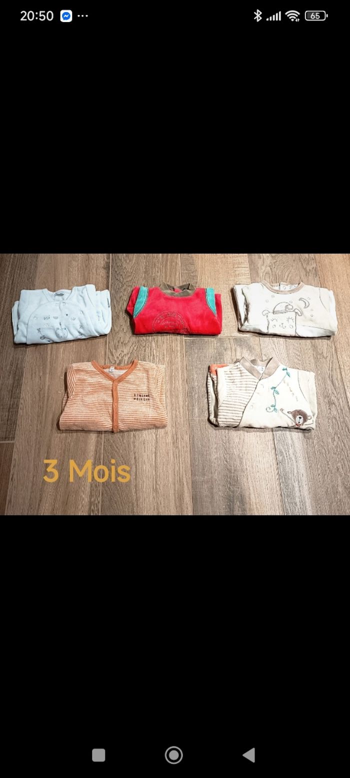 Lot pyjamas velours taille 3 mois