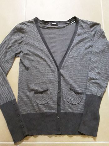 Gilet rayé gris/noir femme PIMKIE en 38 TBE