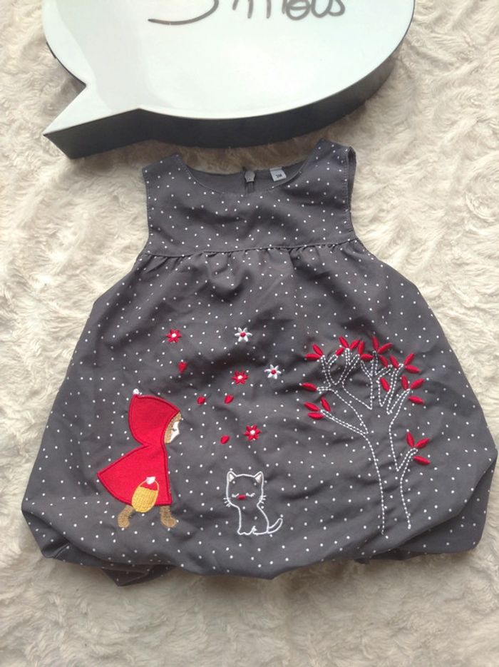 Robe boule doublée Fille 3 mois petit chaperon rouge et le chat - photo numéro 2