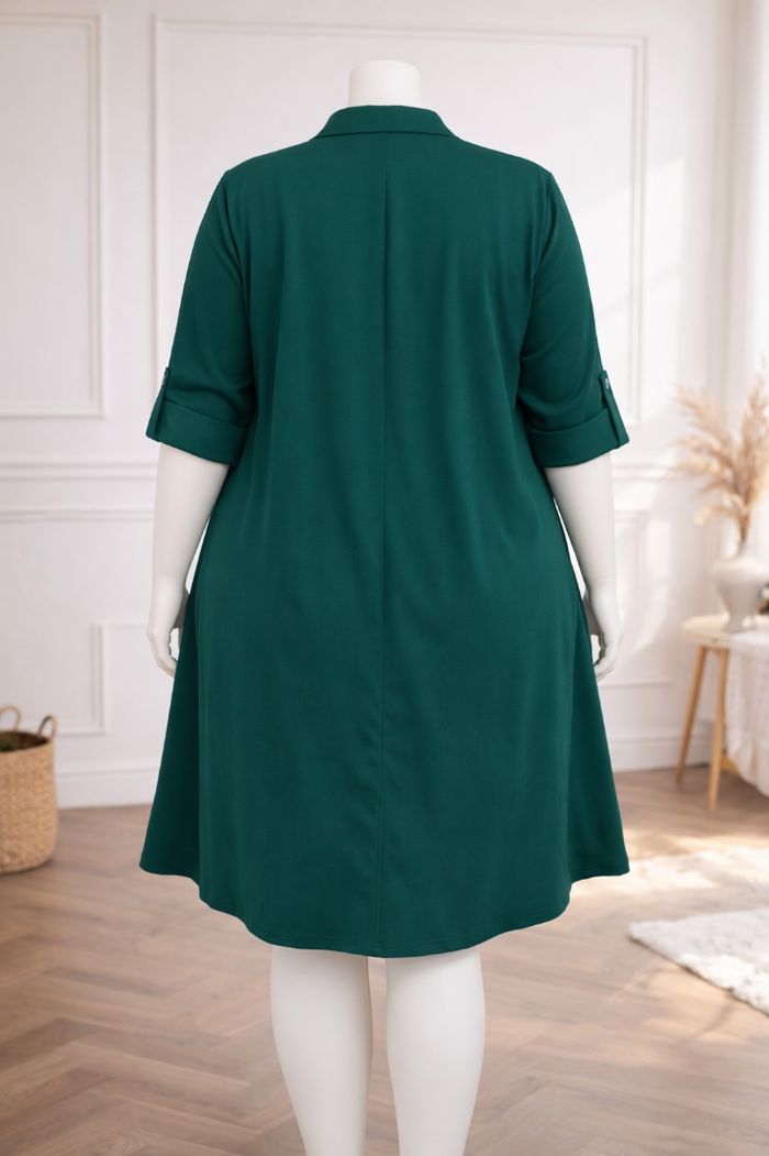 Robe chemise manches trois quarts vert sapin Femme taille 54 marque Asos 💍 - photo numéro 6