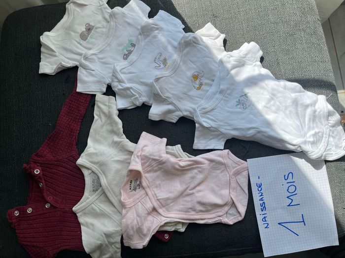 Lot naissance - 1 mois bodies fille - photo numéro 2