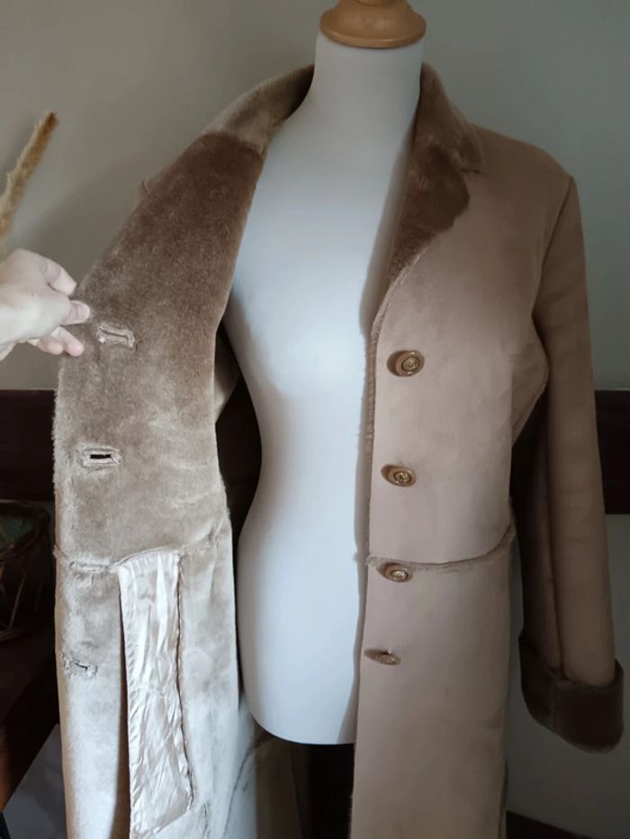 Manteau long peau lainée marron Zapa - photo numéro 7
