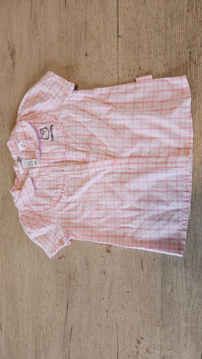 Blouse rose et blanche à carreaux, Hello Kitty, neuve, 5/6 ans, neuve - photo numéro 3