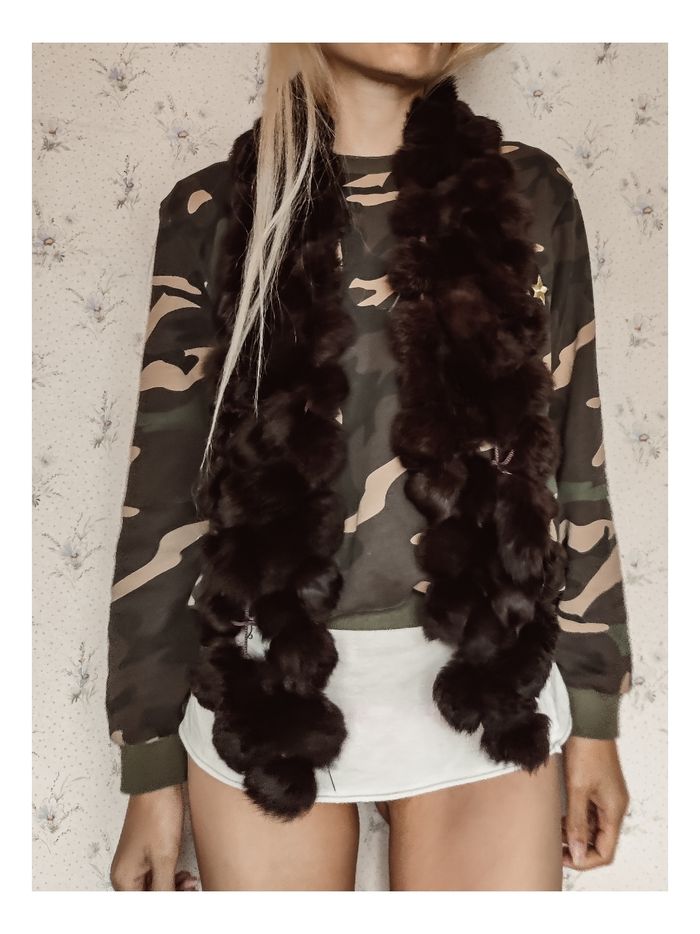 Écharpe marron chocolat en fourrure vintage - Fabrication artisanale