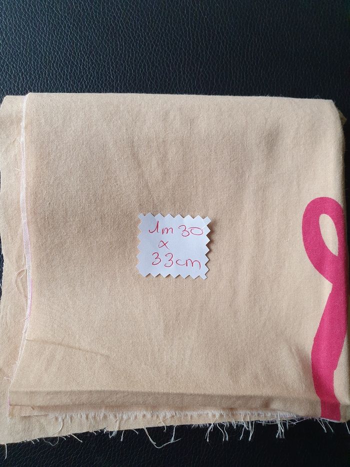 Tissu jaune et rose coton 1m30x33cm - photo numéro 2