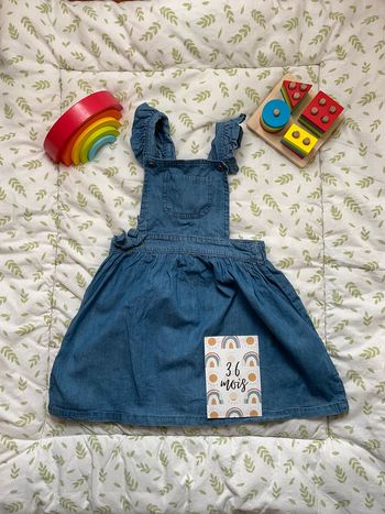 robe salopette en jean bleu 36 mois mots d'enfants