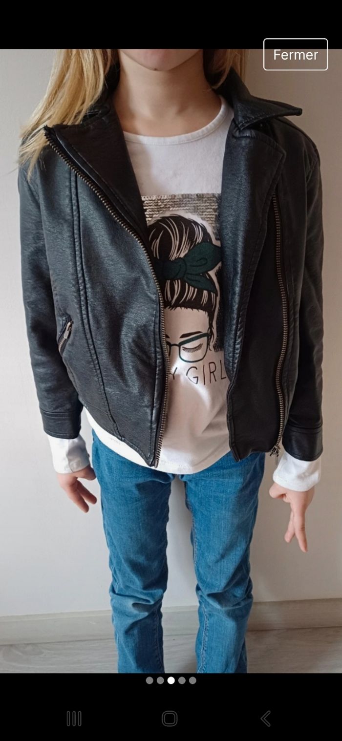 Veste simili cuir fille 6 ans mi saison gémo - photo numéro 3