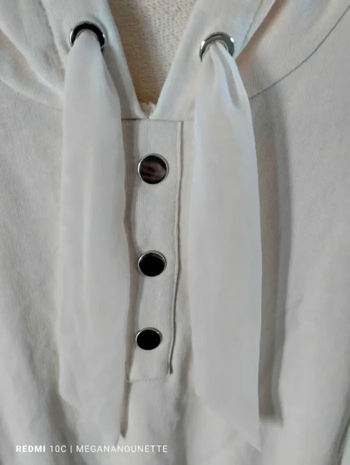 🤍 Robe Pull à Capuche Crème – Taille 38 – Naf Naf – Neuve – 100% Coton - photo numéro 8