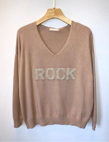 Pull hiver beige et doré neuf