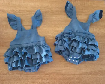 Lot 2 robes barboteuse effet jean 9-12 mois