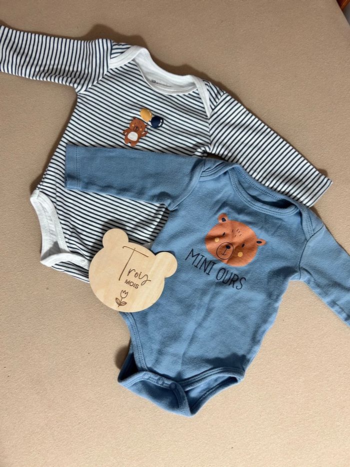 Lot body bodies garçon manches longues ours ourson