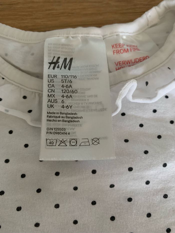 Pyjama 2 pièces blanc H&M taille 4/6 ans - photo numéro 2