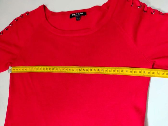 Pull rouge à lacets sur manches – Morgan – T. S - photo numéro 11