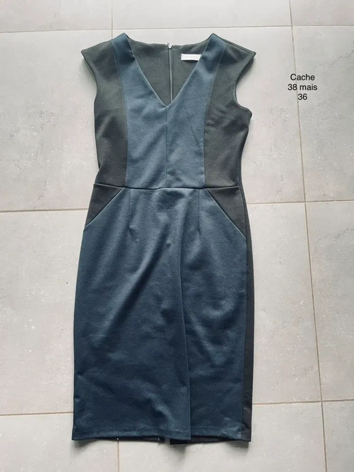 Robe mi saison chic bicolore - photo numéro 3