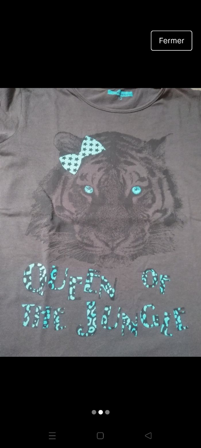 T-shirt manche courte  tête de tigre 🐯/ 12 ans