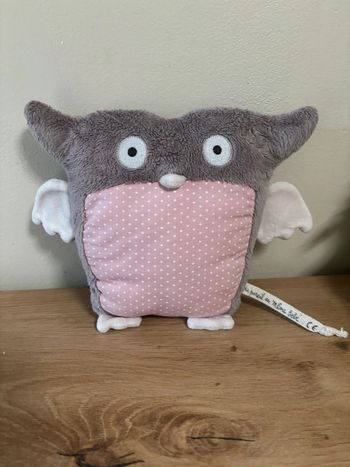 Doudou hochet chouette rose pois blanc violet dpam du pareil au même bébé