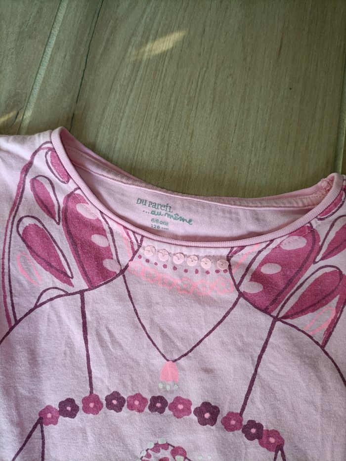 Chemise de nuit manches longues 6 8 ans rose fille DPAM très bon état - photo numéro 2