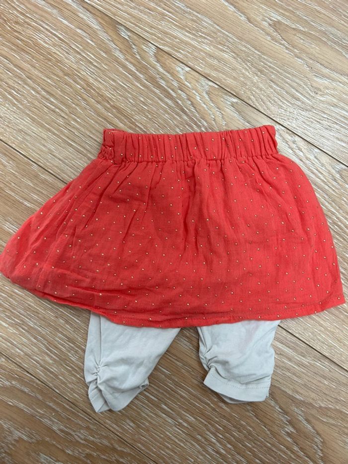 Jupe avec legging rose et beige intégré - sucre d’orge 9 mois neuf