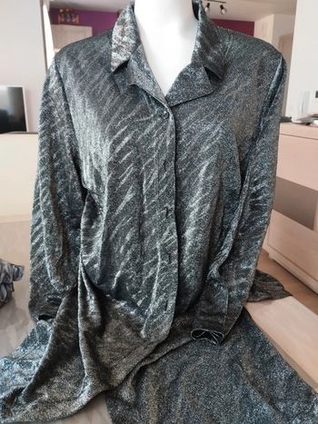 Chemise noire brillante ms mode taille 44 46