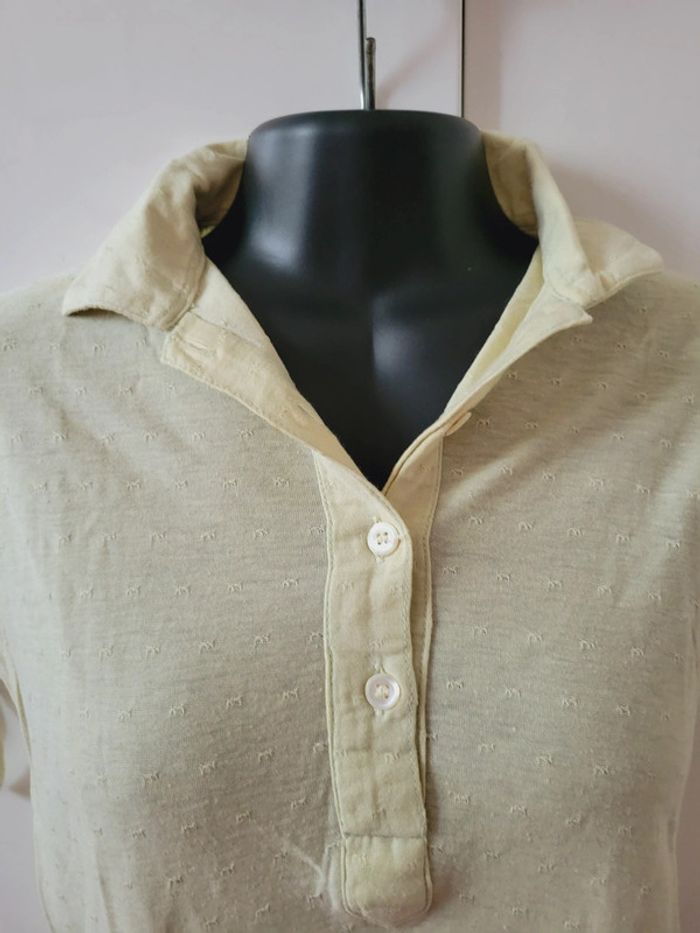 Haut Top tee shirt vert anis chemise chemisier en 100% coton coquette taille M 38 - photo numéro 4