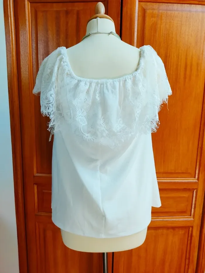 Haut blanc femme dentelle neuf 38 M Ardene style Vintage - photo numéro 5